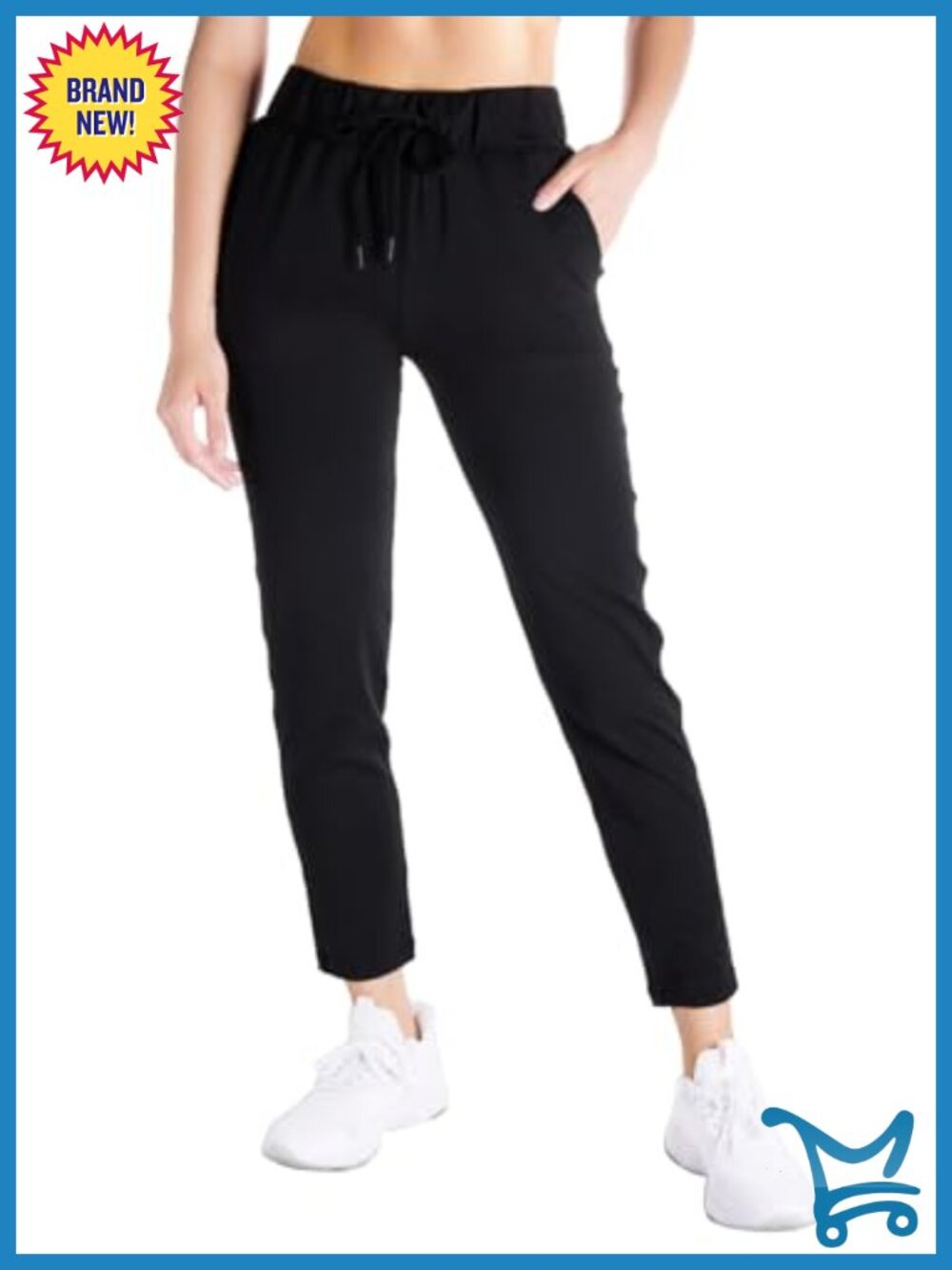 Women's 7/8 Stretch Ankle Pants with Pockets Tapered Fit Nylon Elastane